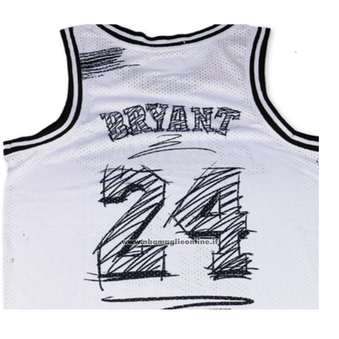 Maglia Los Angeles Lakers Kobe Bryant No 24 Mitchell & Ness 2007-08 Bianco